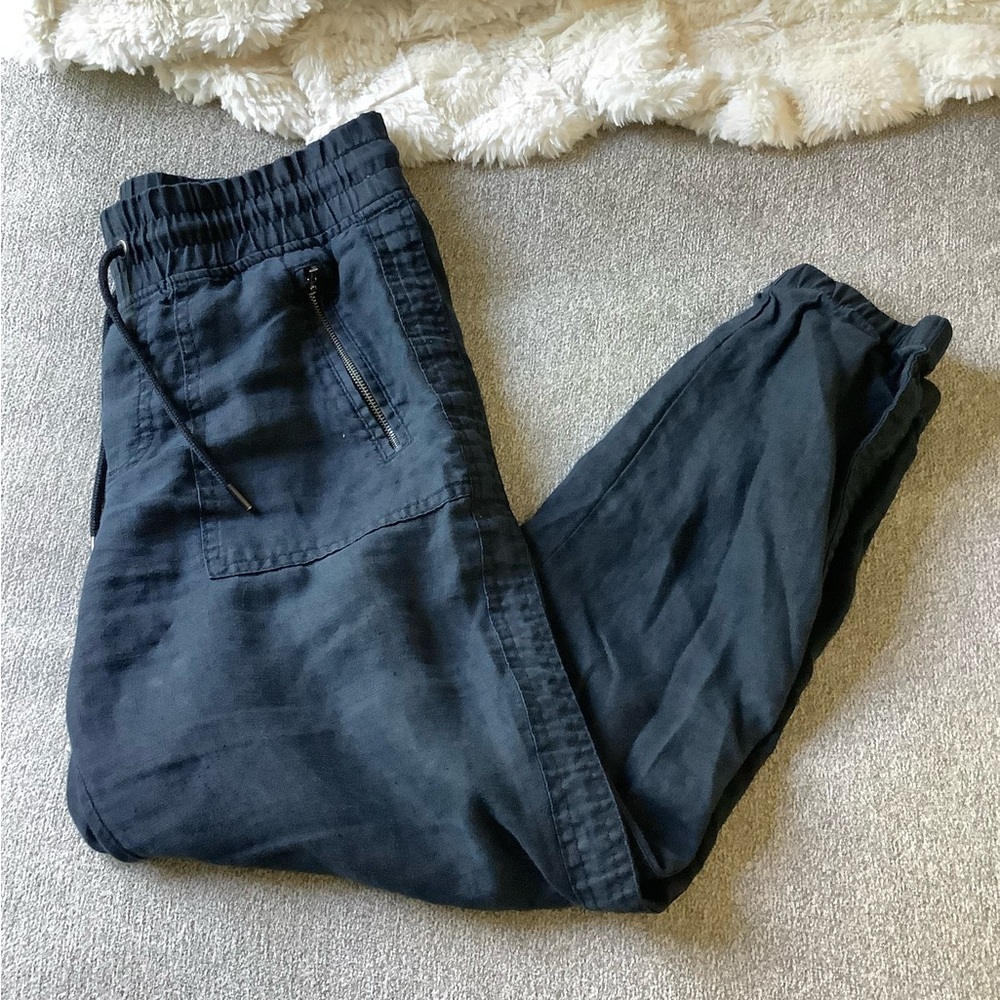 Athleta Black Linen Jogger Pants Size 2